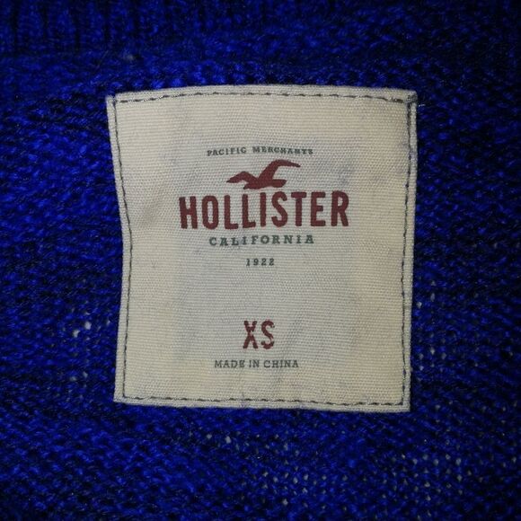 HOLLISTER Navy Blue & White Fair Isles Cotton Knitted Sweater Extra-Small - Picture 13 of 15
